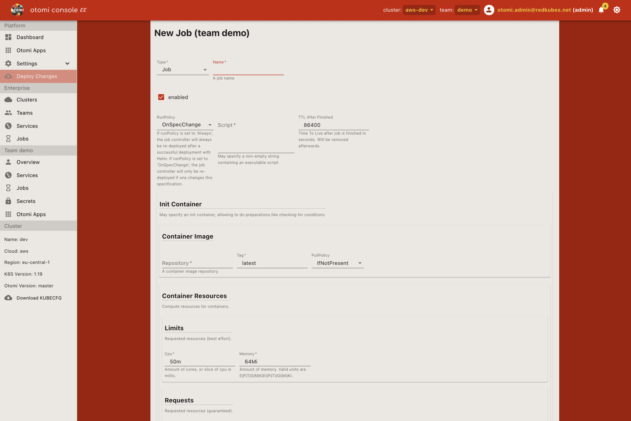 screenshot of Otomi Container Platform